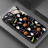 Halloween Themed Pumpkin Pattern Glass Phone Case For iPhone