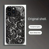 Black Lace Style Cool Girl Pattern Glass Case For iPhone
