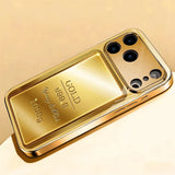 Gold Pure Gold Bar Pattern Gold Metallic Paint Glass Phone Case For iPhone