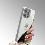 Curved Maple Leaf Pattern Tempered Glass Case For iPhone