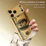 Personalized Banknotes Pattern Gold Metallic Paint Glass Case For iPhone