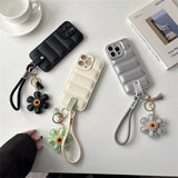 Fashion Down Jacket Lanyard Phone Case for IPhone