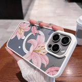 Clear Pink Lily Magnetic Case For iPhone