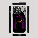 Cute Cat Print Tempered Glass  Case For iPhone