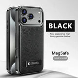 Genuine Leather Electroplated Magnetic Case For iPhone