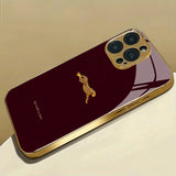 Electroplated Gold Leopard Print Glass Shockproof Phone Case For iPhone