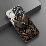 Luxury Eagle Pattern Tempered Glass Case For iPhone