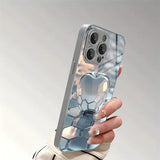 Honeycomb Silver For Apple Pattern Tempered Glass Case For iPhone