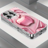 Pink Sparkling Diamond For Apple Print Glass Electroplated Case For iPhone