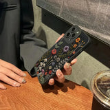 Embossed Floral Pattern Painted Case For iPhone