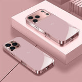 Love Heart Pattern Pink Metallic Tempered Glass Case For iPhone