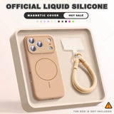 Magnetic Wrist Strap Liquid Silicone Phone Case For iPhone