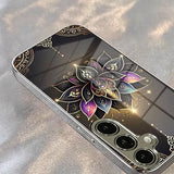 Mandala Lotus Pattern Electroplate Tempered Glass Case For Samsung