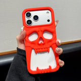 Cut-out Heat-Dissipating Skull-Face Soft Silicone Case For iPhone