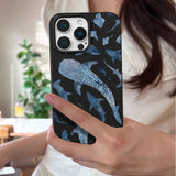 Ocean Shark Whale Pattern Leather Texture TPU Case For iPhone