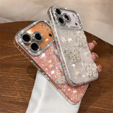 Luxury Diamond Butterfly Transparent Plating Soft Silicone Case For iPhone