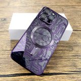 Mechanical Drawing Transparent Plating Case For iPhone