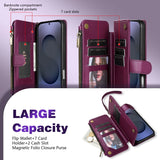 Wallet Multi-card Slot Zipper Kickstand Magnetic Flip Leather Case For Samsung