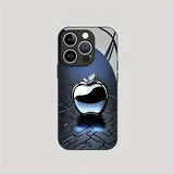 Metal Technology For Apple Pattern Glass Material Phone Case For iPhone
