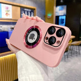 Luxury Frosted Solid Color Magnetic Camera Protection Case For iPhone