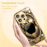 Fashion Diamond For Apple Print Gold Metallic Paint Glass Case For iPhone
