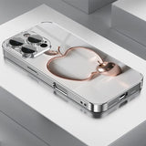 Transparent Crystal For Apple Pattern Tempered Glass Electroplated Case For iPhone