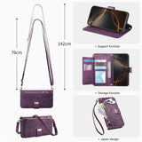 Crossbody Flip Leather Women Girls Wallet Card Holder  Case for IPhone with 2 Lanyads