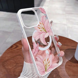 Clear Pink Lily Magnetic Case For iPhone
