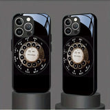 Retro Rotating Dial Pattern Tempered Glass Case For iPhone
