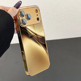Luxury Gold Streamlined Abstract Metallic Paint Glass Case For iPhone