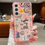 Travel World Print  Card Slot Pocket TPU Case For Samsung Galaxy