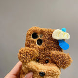 Cute Teddy Fluffy Fur Warm Phone Cases For iPhone