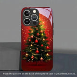 Red Christmas Decorative Tree Pattern Glass Phone Case For iPhone