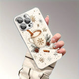 Christmas Snowflake Pattern Glass Electroplated Silver Case For iPhone