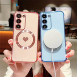 Love Heart Plating Magnetic Case For Samsung Galaxy