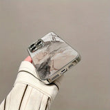 Luxury Marble Texture Pattern Tempered Glass Electroplated Case For iPhone