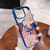 Clear Pink Lily Magnetic Case For iPhone