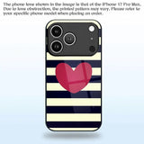 Creative Striped Heart Pattern Tempered Glass Case For iPhone