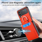 Magnetic Ring Holder Leather Wallet Cards Solt Case for Samsung Galaxy Z Flip
