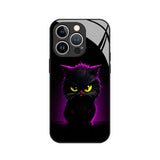 Cute Cat Print Tempered Glass  Case For iPhone