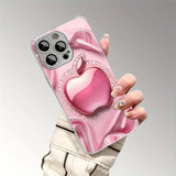 Pink Sparkling Diamond For Apple Print Glass Electroplated Case For iPhone