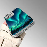 Snow Forest Night Sky Tempered Glass Case For iPhone