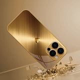 Golden Love Heart Pattern Gold Metallic Paint Glass Case For iPhone