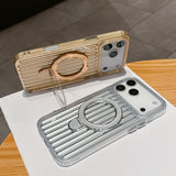 Magnetic Luggage Corrugated Stripe Bracket Case for IPhone