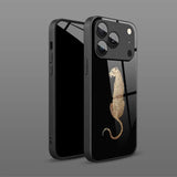 Golden Leopard Pattern Tempered Glass Black Case For iPhone