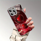 Simple Small Cherry Pattern Glass Electroplated Case For iPhone
