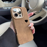 Airplane Route Love Heart Design Faux Leather Phone Case For iPhone