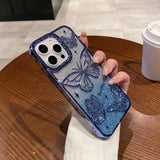 3D Bling Glitter Butterfly Quicksand Gradient Phone Case For iPhone