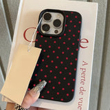 Chic Rose Red Polka Dot Design Lichee Pattern Case For iPhone