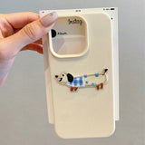 Korean Cute 3D Cartoon Embroidery Dog Phone Case For iPhone